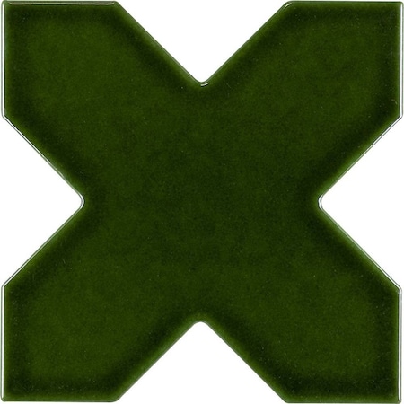 Apollo Tile Siena 5.35inx5.35in Glossy Green Ceramic Cross-Shaped Wall and Floor Tile 5.37 sqft/case, 27PK MOR88VERCRA